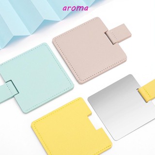 Aroma กระจกแต่งหน้า แบบพกพา บางเฉียบ ไม่แตกหัก กระจกพับ สี่เหลี่ยม กระเป๋า