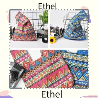 Ethel1 กระเป๋าถือ ผ้าฝ้าย สไตล์ชนเผ่า เรียบง่าย สําหรับผู้หญิง