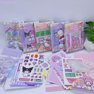 Quentin KT Cat Quiet Book, Kuromi KT Cat, ของเล่นคลายเครียด DIY การ์ตูนสติกเกอร์ตกแต่ง ของเล่นเพื่อการศึกษา