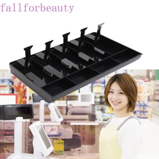 Fallforbeauty ถาดลิ้นชักเก็บเงินสด ทรงสี่เหลี่ยมผืนผ้า 5 ช่อง พร้อมสปริงพลาสติก สีดํา 5 ช่อง