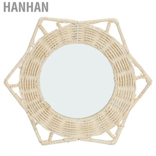 Hanhan Natural Cane Mirror Wall Decorations Hanging Wide