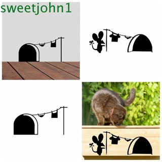 Sweetjohn สติกเกอร์รูหนู 3D มีกาวในตัว กันน้ํา กันชื้น ถอดออกได้ ทนต่อการสึกหรอ สําหรับติดตกแต่งห้องนั่งเล่น