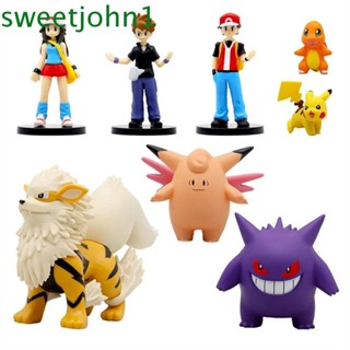 Sweetjohn ตุ๊กตาฟิกเกอร์ PVC อนิเมะ Poke-mon Role Gengar Pikachu ของเล่นสําหรับเด็ก