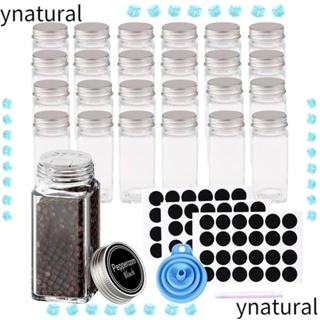 Ynatural ขวดแก้วใส่เครื่องเทศ พริกไทย ทรงสี่เหลี่ยม ขนาด 120 มล. 12 24 ชิ้น