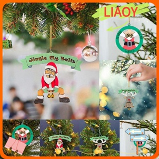 Liaoy จี้ไม้ รูปกวาง ซานตาคลอส กวาง สําหรับตกแต่งต้นคริสต์มาส ปาร์ตี้