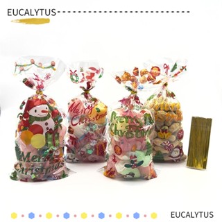 Eutus ถุงพลาสติกใส่ขนม คุกกี้ ลายคริสต์มาส 50 ชิ้น