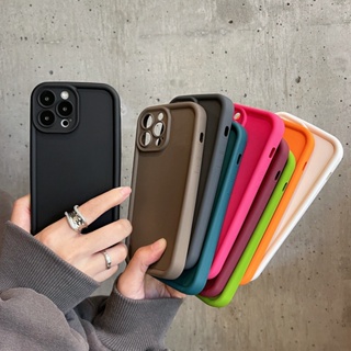 เคสโทรศัพท์ซิลิโคน แบบนิ่ม ผิวด้าน กันกระแทก สีพื้น สําหรับ iPhone 15 Pro Max iPhone 11 12