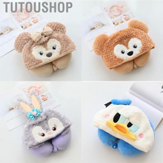 Tutoushop Hooded U Shaped Pillow Cute Cartoon Travel PP Cotton Neck for Airplane Seat