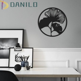 Danilo รูปปั้นใบแปะก๊วยโลหะ ทรงกลม สไตล์นอร์ดิก หรูหรา สีดํา สําหรับแขวนตกแต่งผนังห้องนอน