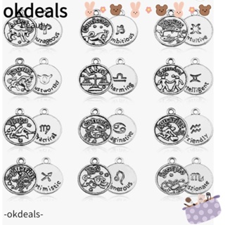 Okdeals จี้โลหะอัลลอย ลายราศี สไตล์ทิเบตโบราณ สีเงิน สําหรับทําเครื่องประดับ 60 ชิ้น 5 ชุด