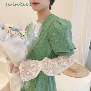 Twinkle1 ปลอกแขนลูกไม้ ยืดหยุ่น ตาข่ายกลวง ถุงมือขี่จักรยาน ถุงมือขับรถ หลวม แขนอุ่น ฝาครอบป้องกันแสงแดด