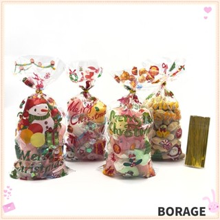 Borag ถุงพลาสติกใส่ขนม คุกกี้ ลายคริสต์มาส 50 ชิ้น