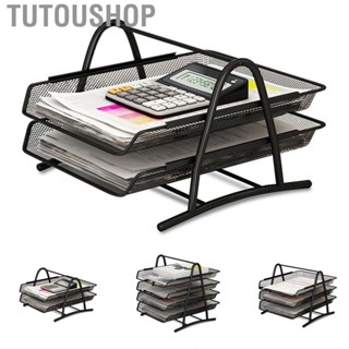 Tutoushop Office Desk Document Tray Mesh Bracket Paper Letter Shelf Holder Black Metal for Home Study School