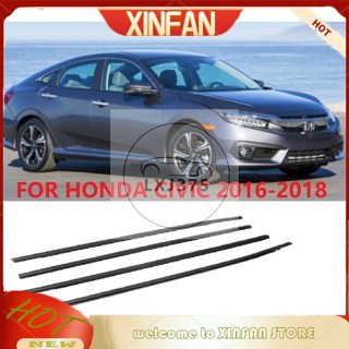 Xinfan Honda Civic [2016 2017 2018 ] ขอบซีลประตูหน้าต่างโครเมี่ยม สีดํา สําหรับ Civic