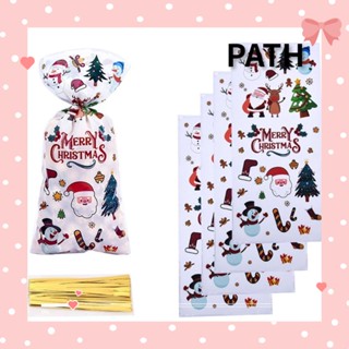 Path ถุงพลาสติกใส่ขนม คุกกี้ บิสกิต ขนมขบเคี้ยว ลายคริสต์มาส 50 ชิ้น