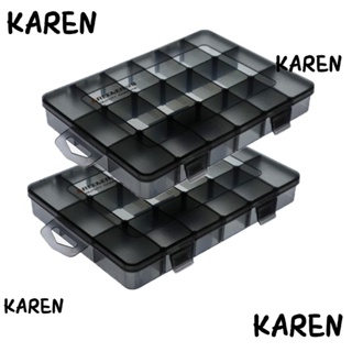 Karen กล่องจัดเก็บสกรู พลาสติก 18 ช่อง ถอดออกได้ 2 ชิ้น ปรับได้ 2 ชิ้น DIY