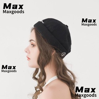 Maxg หมวกบีนนี่ ผ้าฝ้าย พิมพ์ลายตัวอักษร สไตล์สตรีท ฮิปฮอป ไร้ขอบ สีพื้น ใส่ได้ทุกฤดู สําหรับผู้หญิง