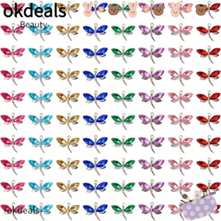 Okdeals จี้โลหะอัลลอย รูปแมลงปอ คละสี สําหรับงานฝีมือ