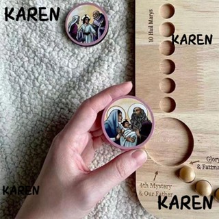 Karen บอร์ดลูกปัดไม้ รูปลูกประคําอีสเตอร์ DIY สําหรับทําเครื่องประดับ