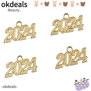 Okdeals จี้หมวกรับปริญญา สีทอง สําหรับปี 2024 50 ชิ้น