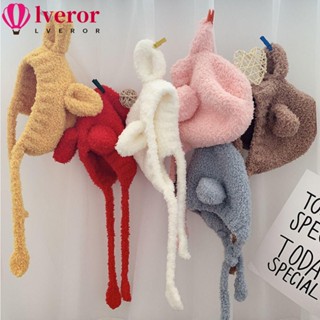 Lveror หมวกถัก แต่งหูหมีน่ารัก ให้ความอบอุ่น สีพื้น สําหรับเด็กทารกแรกเกิด 6-24 เดือน