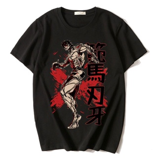 อะนิเมะ Baki Hanma กราฟิก Tshirt การ์ตูน Grappler Yujiro แขนสั้นเสื้อยืดผู้ชายผ้าฝ้ายเสื้อยืด Streetwear Unisex