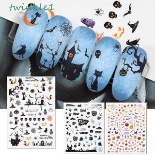 Twinkle1 สติกเกอร์ ลายโครงกระดูก แมงมุม DIY สําหรับตกแต่งเล็บ