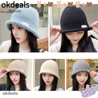 Okdeals หมวกบักเก็ต ผ้าถัก ขนาดเล็ก สไตล์ชาวประมง เรียบง่าย