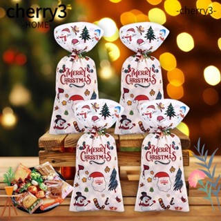 Cherry3 ถุงพลาสติกใส่ขนมคุกกี้ ขนมขบเคี้ยว ลาย Happy Biscuits Merry Christmas 50 ชิ้น