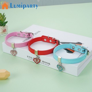 Lumiparty ปลอกคอสัตว์เลี้ยง จี้รูปหัวใจ ระบายอากาศ ใส่สบาย อุปกรณ์เสริม สําหรับสุนัขขนาดเล็ก กลาง