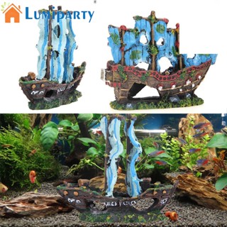 Lumiparty เรือใบเรซิ่น ประดับหินเทียม อุปกรณ์เสริม สําหรับตกแต่งตู้ปลา