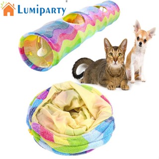 Lumiparty อุโมงค์ตุ๊กตา ยาวตรง พับได้ กันรอยขีดข่วน สีรุ้ง สําหรับสัตว์เลี้ยง แมว