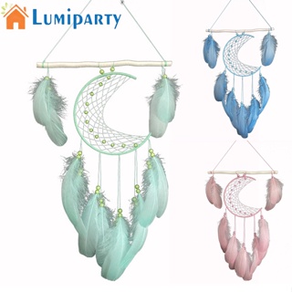 Lumiparty เครื่องรางดักฝัน ประดับขนนกธรรมชาติ สําหรับแขวนตกแต่งผนังบ้าน