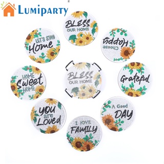 Lumiparty ที่รองแก้ว ปักครอสสติตช์คริสตัล รูปดอกทานตะวัน Diy 8 ชิ้น