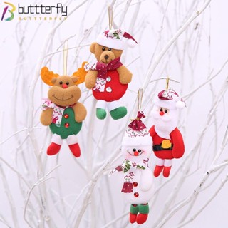 Buttterfly จี้ตุ๊กตากวาง ซานต้า หมี สโนว์แมน ผ้าไม่ทอ สําหรับแขวนตกแต่งต้นคริสต์มาส 4 ชิ้น