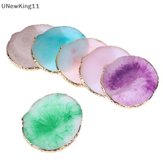 Unewking ถาดหินอาเกตเรซิ่น ทรงกลม สําหรับตกแต่งเล็บ 1 ชิ้น