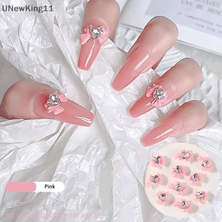 Unewking โบว์เพชร รูปหัวใจ 3D สําหรับตกแต่งเล็บ DIY 10 ชิ้น