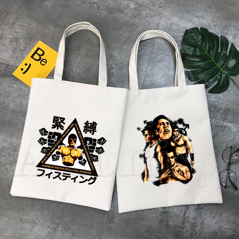 【พร้อมส่ง】Gachimuchi กระเป๋าถือ กระเป๋าสะพายไหล่ กระเป๋าช้อปปิ้ง ผ้าแคนวาส ความจุขนาดใหญ่ 22