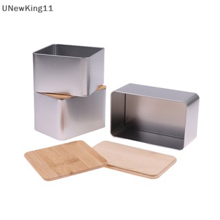 Unewking กล่องเหล็กเปล่า ทรงกลม พร้อมฝาปิด ลายไม้ DIY 1 ชิ้น