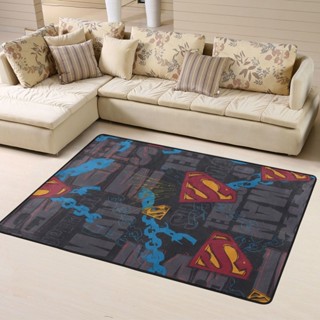 Dc Superman พรมปูพื้นแฟชั่น กันลื่น ทนทาน สําหรับตกแต่งบ้าน ห้องนั่งเล่น 120x160 ซม.