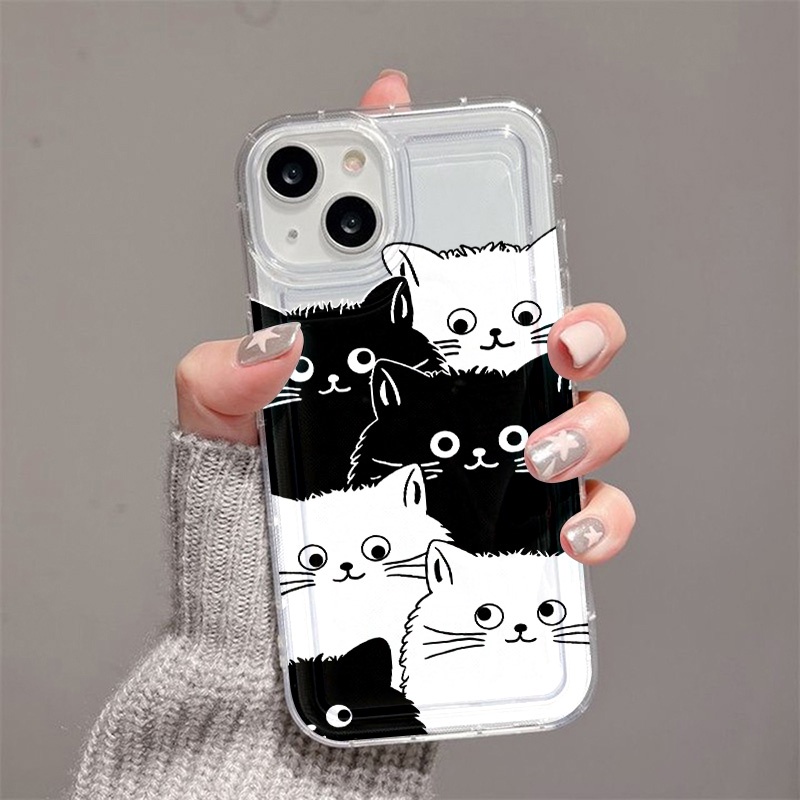 เคสโทรศัพท์ For เคส Xiaomi Redmi 9A Note 13 12 12C 11 10C 10 Mi 10t Poco X6 M5 M5S Pro Lite 5G NE ลูกแมวสีดำและสีขาว
