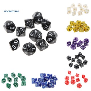 Moc_ ลูกเต๋าหลายด้าน TRPG Game D10 Polyhedral หลายด้าน อุปกรณ์ประกอบฉากปาร์ตี้ ของขวัญ 10 ชิ้น