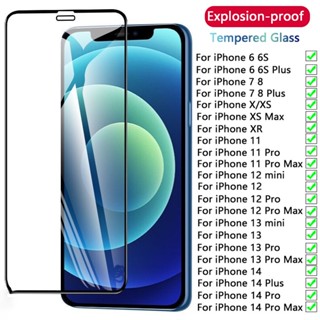 ฟิล์มกระจกนิรภัยกันรอยหน้าจอ 9d สําหรับ Iphone 14 13 12 11 Pro Max 6 7 8 Plus X Xs Max Xr Mini ER5I