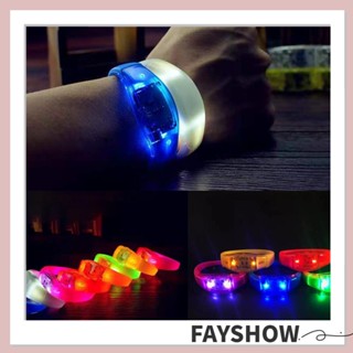 Fay 2 ชิ้น LED สร้อยข้อมือเรืองแสง, สายรัดข้อมือ เปิดใช้งานเสียง, กําไลข้อมือกีฬา สว่างขึ้น ไฟกระพริบ หลากสี สายรัดข้อมือกีฬา ปาร์ตี้