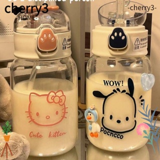 Cherry3 ขวดน้ํา พร้อมหลอดดูด ลายการ์ตูนอนิเมะ Kuromi Cinnamoroll น่ารัก กันรั่ว สําหรับเด็กผู้ชาย ผู้หญิง