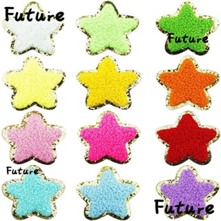 Future แผ่นแพทช์ผ้าฝ้าย ปักลายดาว สีทอง 5*5 ซม. สําหรับตกแต่งเสื้อผ้า 12 ชิ้น