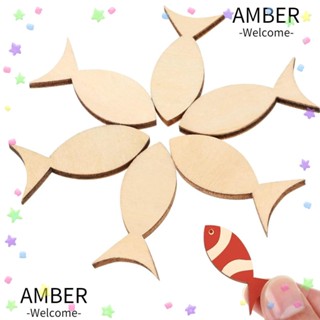 Amber แผ่นไม้ รูปปลาทะเลธรรมชาติ ขนาด 40*19 มม. สําหรับแขวนตกแต่ง 100 ชิ้น