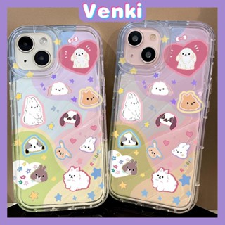 Venki - เข้ากันได้สำหรับ เคสไอโฟน เคสไอโฟน11 เคส iphone 11กรณีระลอกน้ำ CLEAR Case TPU กันกระแทกนุ่มใสน่ารักสัตว์ลูกสุนัขลูกแมวกระต่ายเข้ากันได้กับ iPhone 14 PRO MAX 13 PRO MAX 12 XS XR 7 8