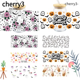 Cherry3 สติกเกอร์ยูวี Dtf ทนความร้อนสูง ลายผี DIY สําหรับติดตกแต่งขวดแก้ว