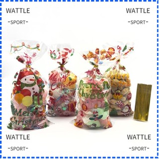 Wattle ถุงพลาสติกใส่ขนม คุกกี้ ลายคริสต์มาส 50 ชิ้น